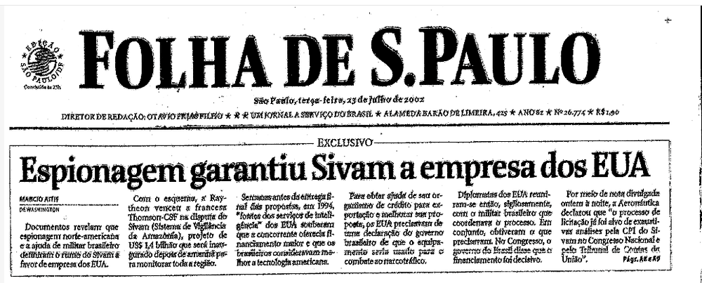 Capa da Folha de São Paulo em 23/07/2002 (Arquivo/Reprodução)